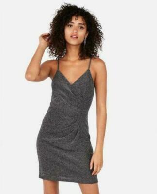 slinky metallic dress Silver Metallic Bodycon Mini Dress | Vintage