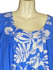 Royal Creations Tiki Aloha MuuMuu Dress Hibiscus Hawaii Long Ruffle Med