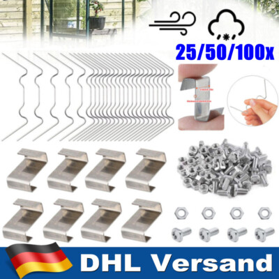 Gewächshaus-Verglasungsclips W & Z Glasclips Federdraht-Ersatzteile Bolts&Nuts.