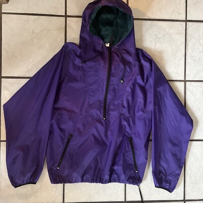 Vintage Helly Hansen Pullover Purple Windbreaker 1/2 Zip Anorak Hooded Size M