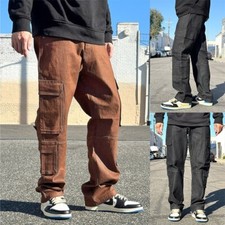 Victorious Men's Casual Baggy Fit Cargo Colored Denim Jeans DL1490