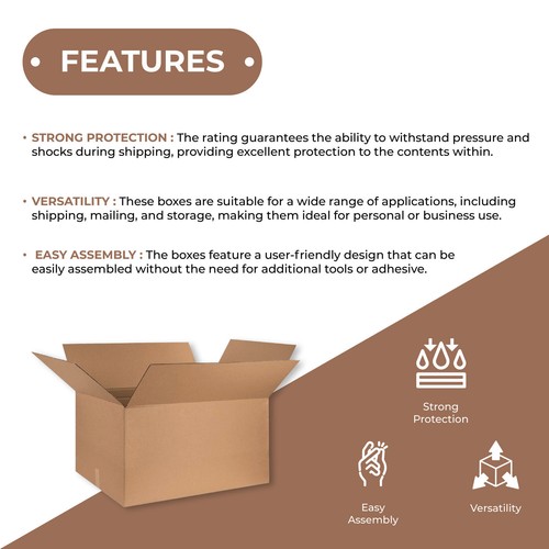 21 x 12 x 12" Corrugated Boxes ECT-32 Brown Shipping/Moving Boxes 20/Bundle - Picture 4 of 6