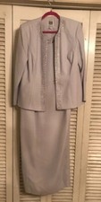 2 PCE R M RICHARDS JACKET AND DRESS SUIT WITH EMBROIDERY Gray NEW Size 10