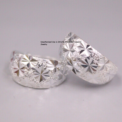 Pure S925 Sterling Silver Earrings Women Lucky Full Star Hoop Earring 20*10mm