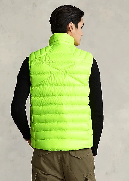 $368 RLX Ralph Lauren Mens SZ M Water Repellent Packable Down Vest Safety Yellow - Image 3 of 4