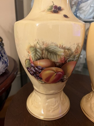 AYNSLEY ORCHARD GOLD FRUIT CANISTER JINGER COOKIES JAR Set Of 2 - Picture 2 of 14