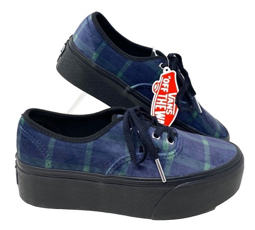 Vans Brigata Blue Leather Plaid Skate Shoes Sneaker Size 6.5  display picture 1