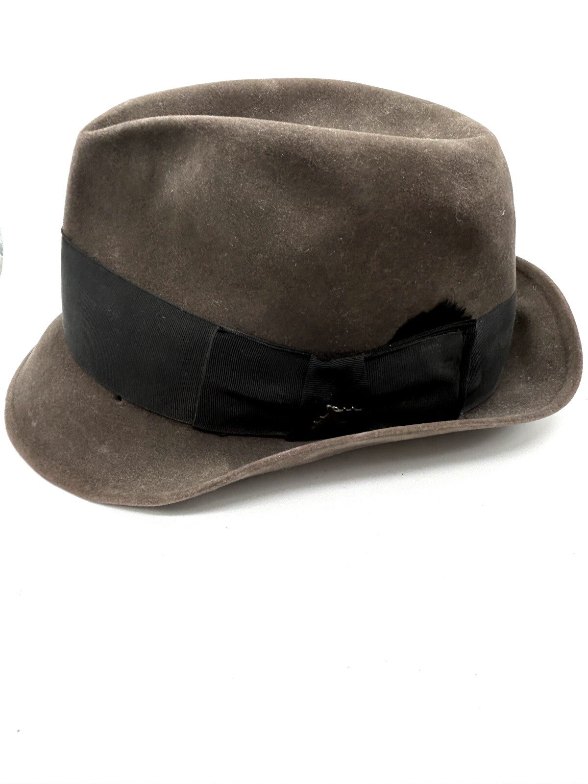 Brown Resistol Fedora Hat w Airplane Pin Jet 707 Bye… Gem