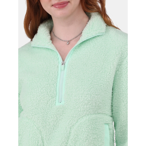 Womens Fairy Green No Boundaries Half Zip Plush Pullover with Pockets, L (12-14) - Picture 4 of 5