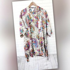 Frederick s of Hollywood Robe Kimono womens m multicolor Boho Hippie Vintage
