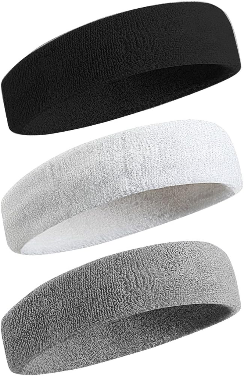 Sweatbands Sports Headband for Men & Women - Moisture Wicking Athletic Cotton Te