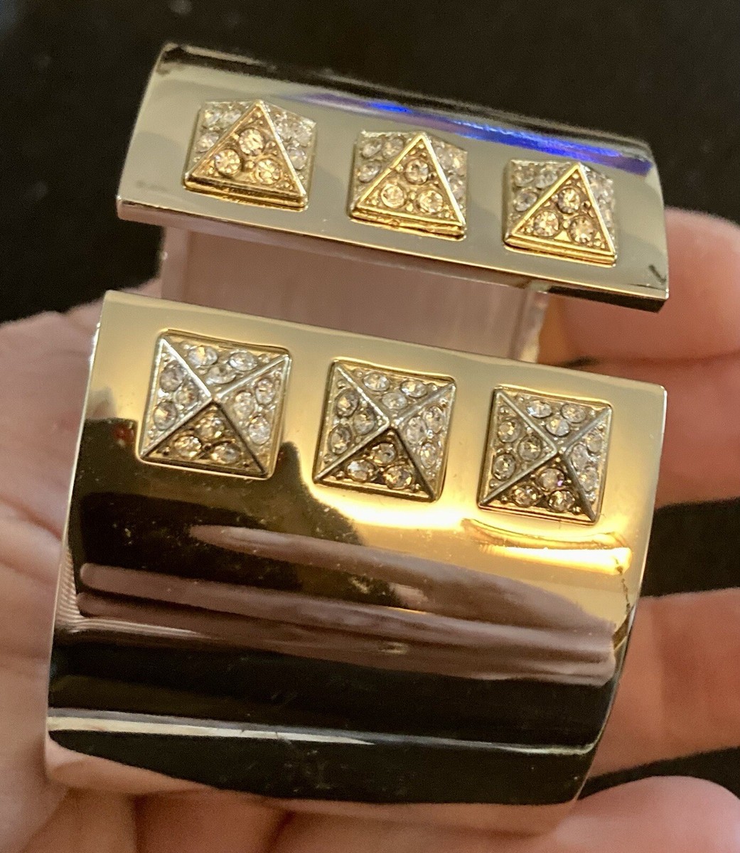 Victoria’s Secret Scandalous Hinged Gold Tone Rhinestone Cuff Bracelet  Bangle