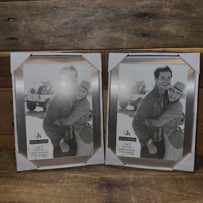 Pair Malden Int'l Design Essentials Brushed Silver Frames Fits 5'' by 7'' 269-57