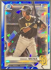ISMAEL MENA 1st Bowman Chrome Blue Sapphire Refractor 2021 Bowman BCP-36 Padres