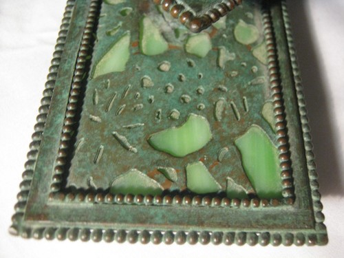 ANTIQUE ARTS CRAFTS MISSION RIVIERE STUDIOS BRONZE GLASS INK PEN BLOTTER TIFFANY - Picture 5 of 7