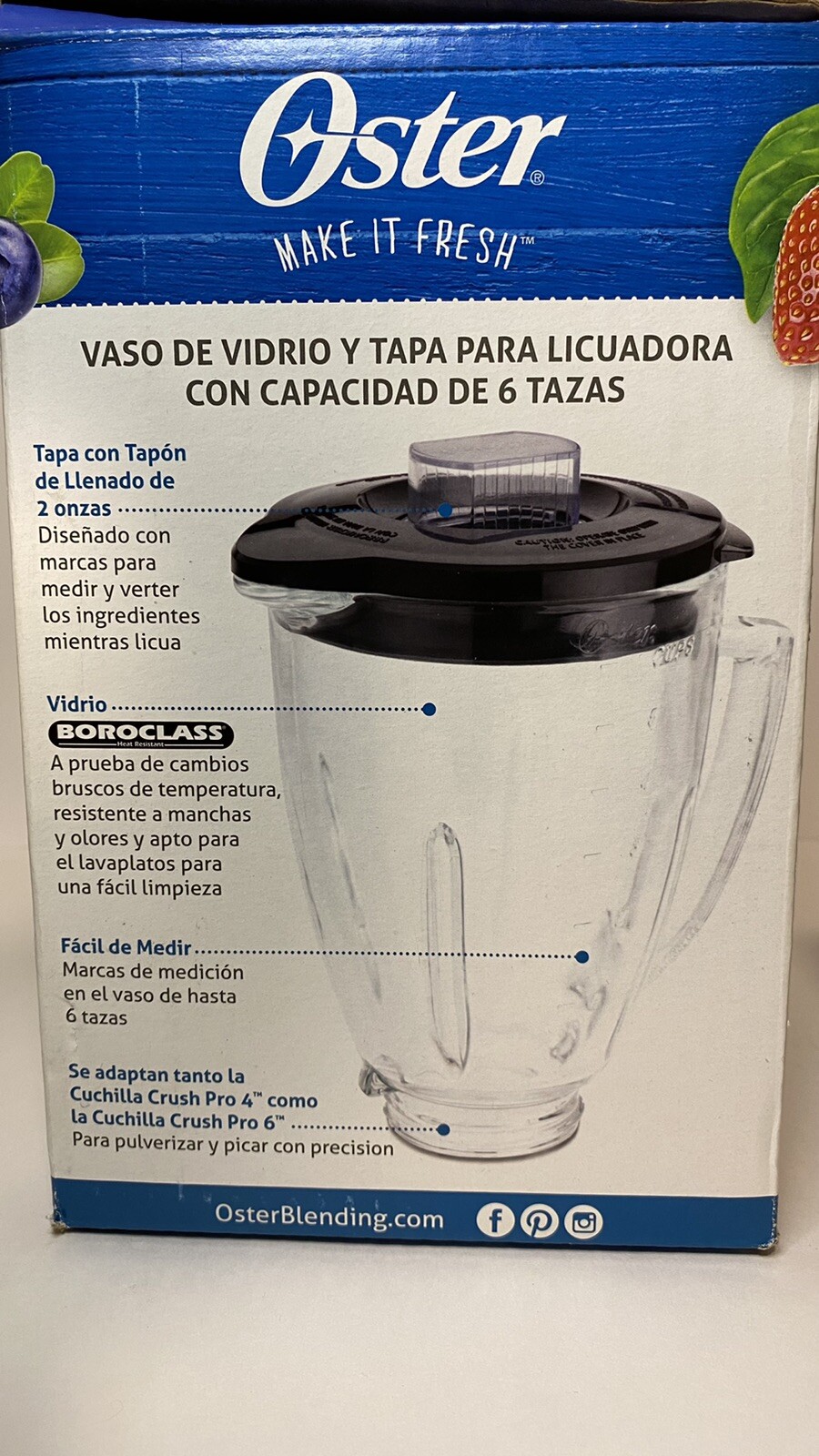 Oster Blender 6Cup Glass Jar Lid Black and clear 689854308441 eBay