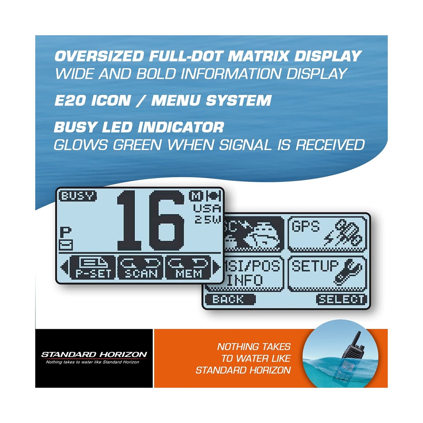 STANDARD Horizon GX1800GB Black 25W VHF/GPS/Second Station Explorer Series