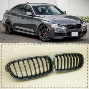 Matte Black Bmw F30 F31 Front Kidney Grille Grill Schwarz 316d 318d 3d Ebay
