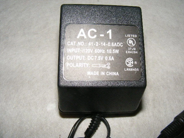 Fuente de alimentación adaptador CA AC-1 modelo 41-2-14 /7,5 voltios -0,6 ADC Foto 3 de 3