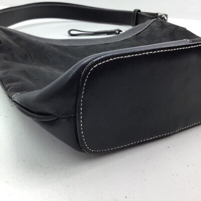 COACH Handbag Signature Black Canvas Leather H2K 6346 | eBay