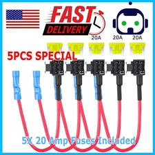 5 Pack 12V 20A Car Add Circuit Fuse Tap Adapter Mini Low Profile Blade Holder