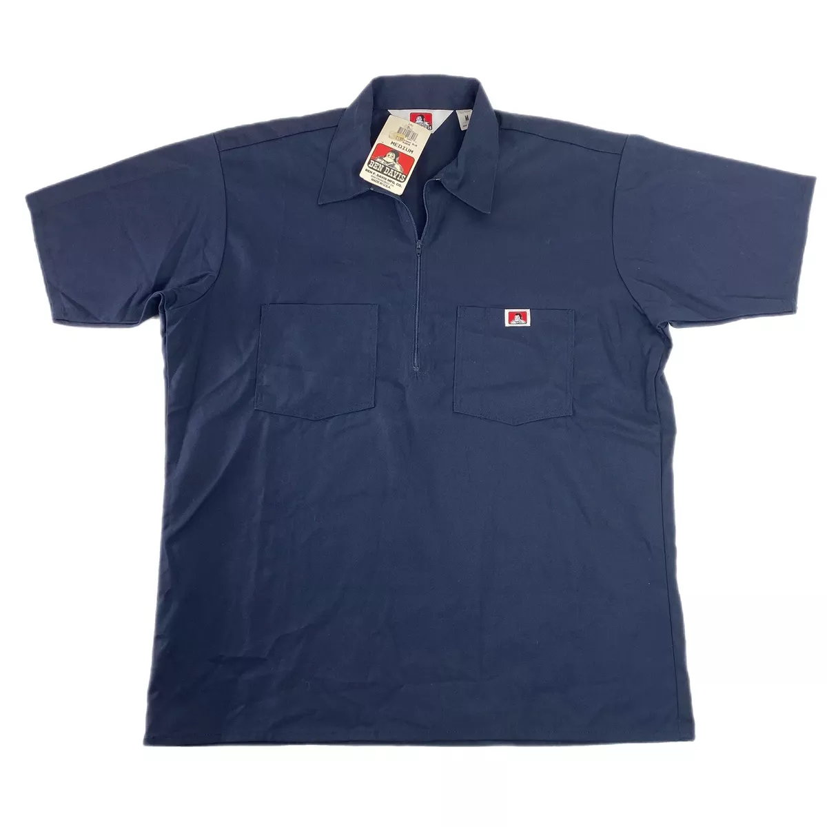 NWT DEADSTOCK Ben Davis Workwear Work Shirt Navy Blue Half Zip