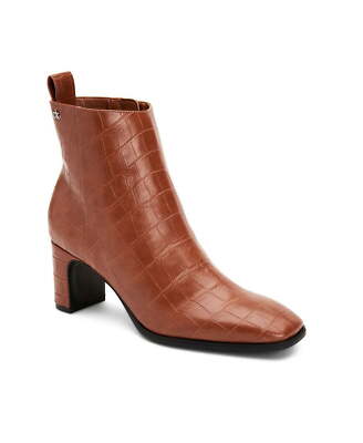 Calvin Klein Women's Brown Crocodile Emboss Deni Booties - 5 - Brown