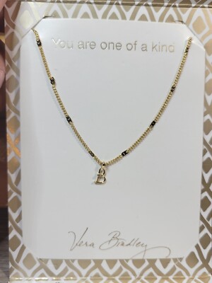 New In Box Vera Bradley Script Initial Necklace Letter B Fashion Costume Jewelry