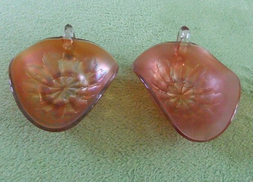 RETRO IRISIERENDE KARNEVAL GLAS SÜSSIGKEITEN / BON BON GESCHALEN x 2 - Bild 4 von 7