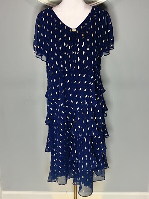 Ignite Evenings (From Dillard's) Women's Navy Gold Dress w