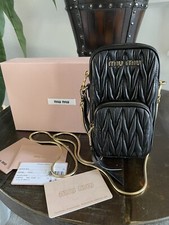 Miu Miu Black Matelasse Nappa Leather Phone Mini Crossbody Bag