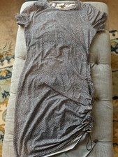 Michael Kors Animal Print Crew Neck M Drawstring Ruched Dress Party Mini Dress