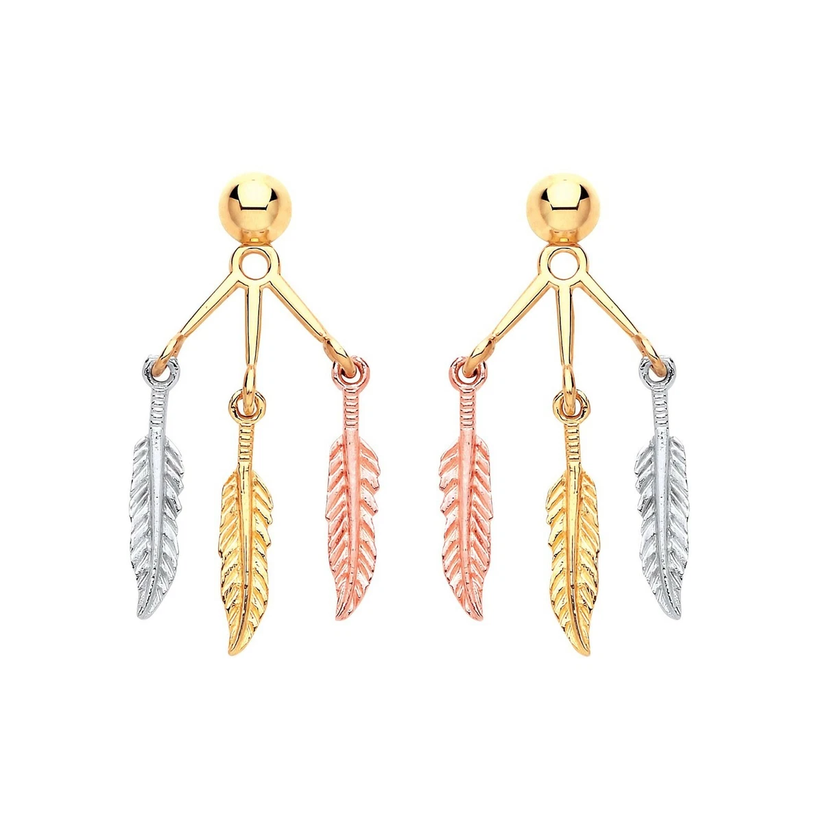 9ct gold clearance feather earrings