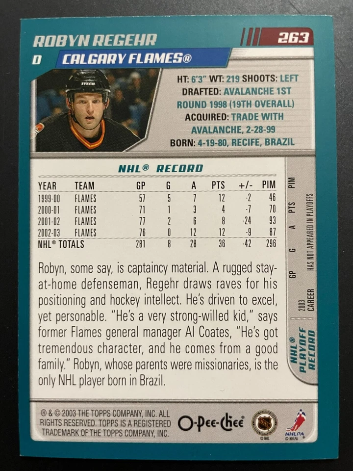 Robyn REGEHR 2003-04 O-Pee-Chee #263 Calgary Flames - Image 2 of 2