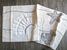 TAPPETO da BAGNO in COTONE PANNA E CONCHIGLIE TORTORA ANTISCIVOLO cm 70x140