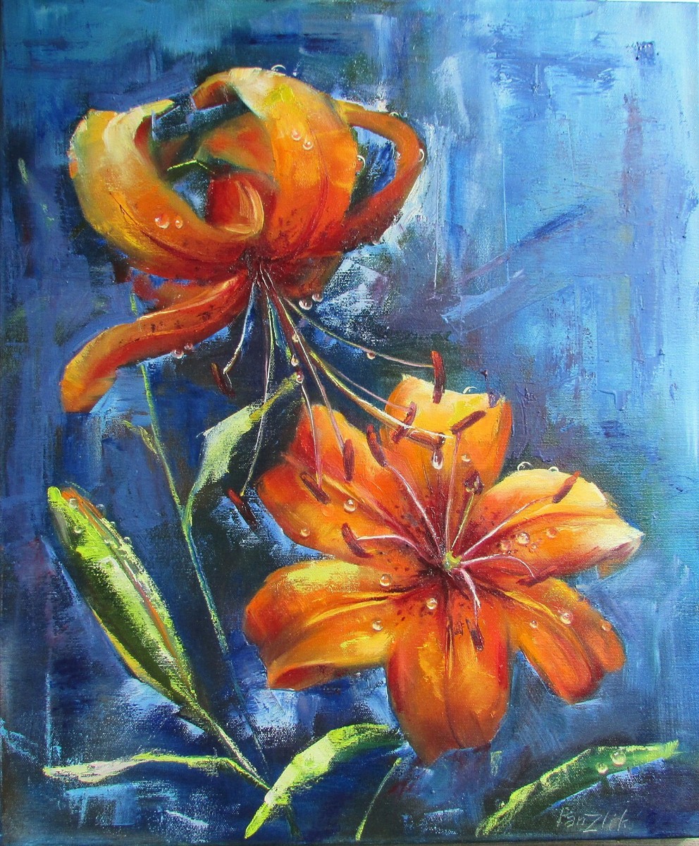 Flower Interior art Original oil Fleur De Lys Flowers lily African