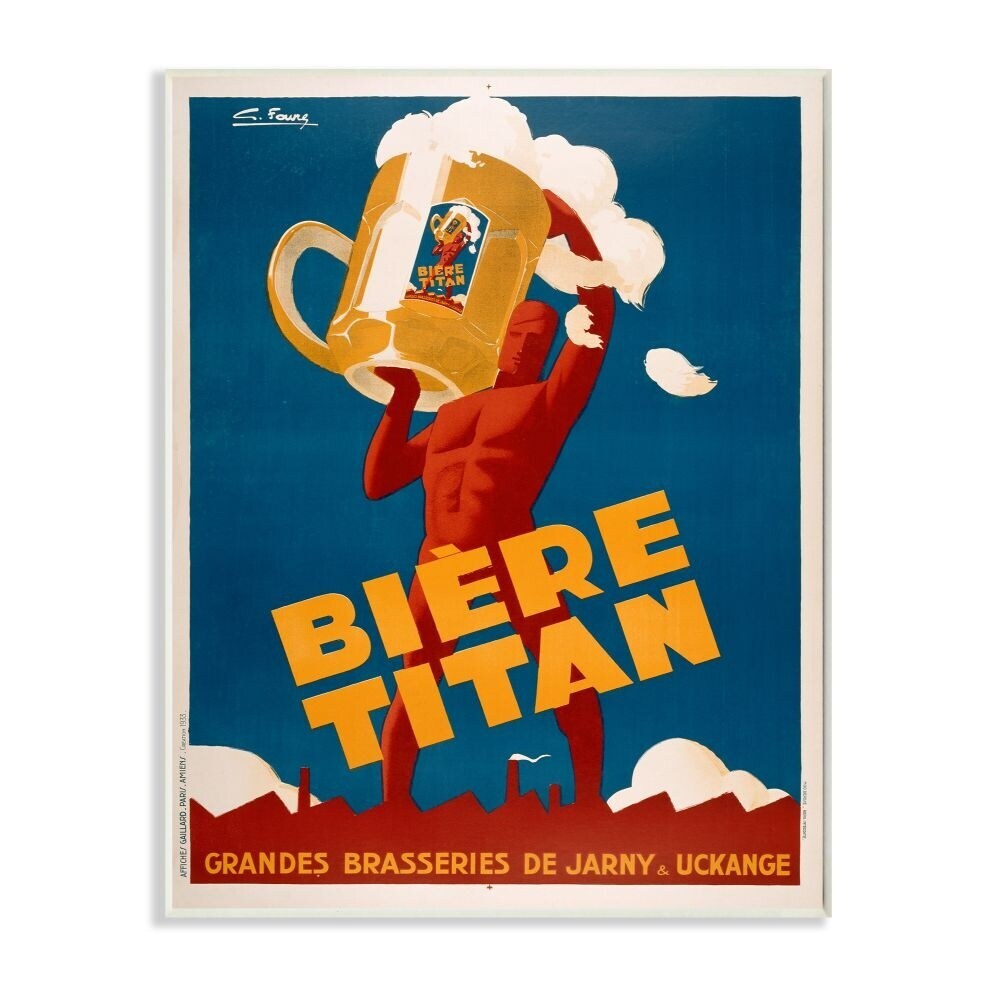 Stupell Vintage Beer Garden Illustration Red Yellow Blue