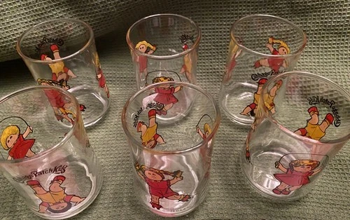 Cabbage Patch Kids Juice Drinking Glasses 6oz Tumblers Lot Of 6 vintage 1984