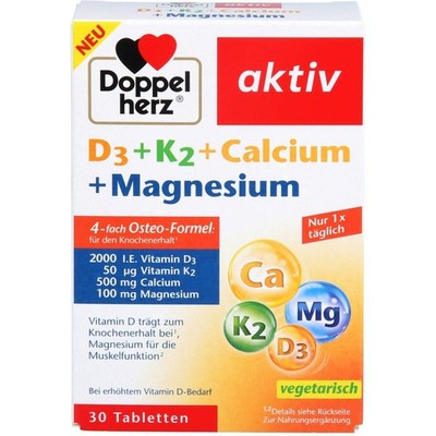 DOPPELHERZ D3+K2+Calcium+Magnesium Tabletten  30 St  PZN18778668
