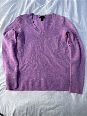 Saks Fifth Avenue 100% Cashmere Women's Pink Long Sleeve V-Neck Sweater