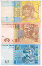 2005-14 Ukraine 1, 2, 5 Hryvnia Paper Banknote Money Currency
