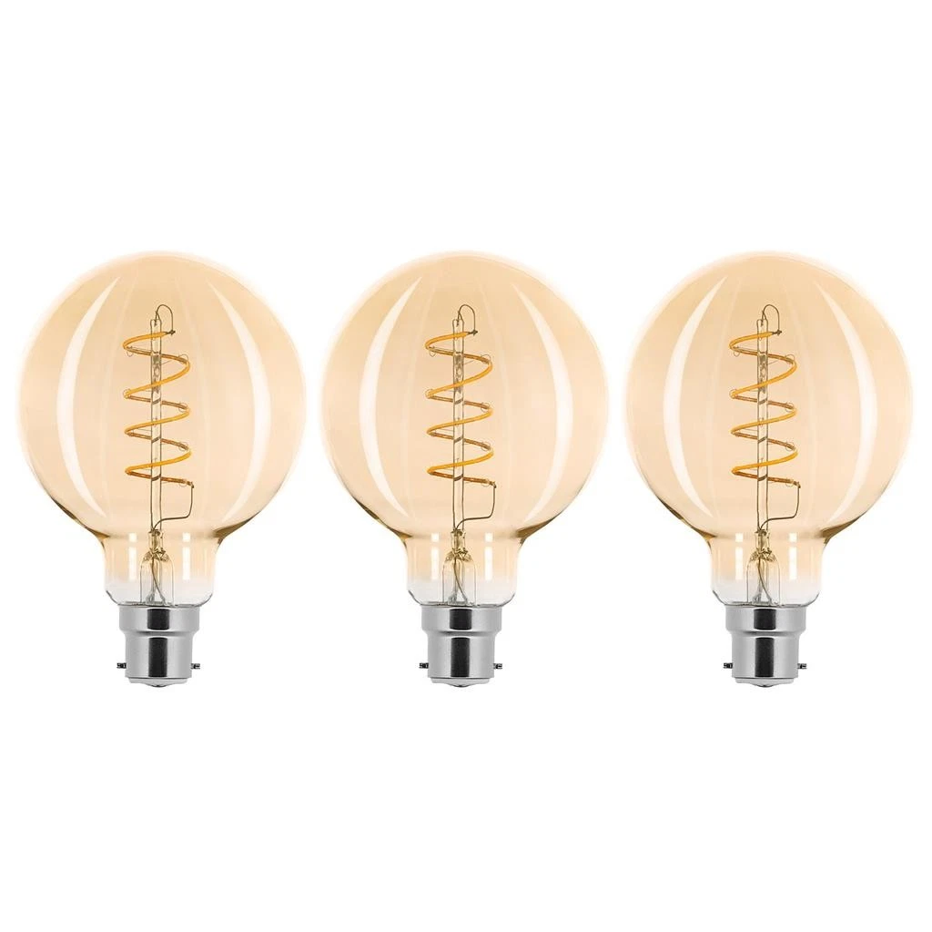 Bombilla LED Filamento Espiral Globe G95 2,5W B22 Oro Extra Cálida 2000K