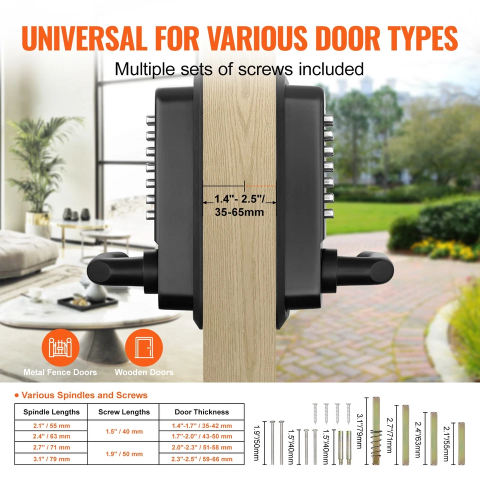 Uimoso Mechanical Keyless Entry Door Lock 14 Digit Keypad Double-sided Embedded - Image 4 of 4