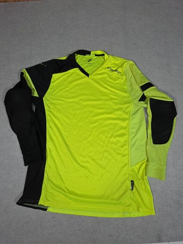 Storelli Soccer Goalie Jersey Shirt Mens Large Neon Green Elbow Pads Mesh Vents