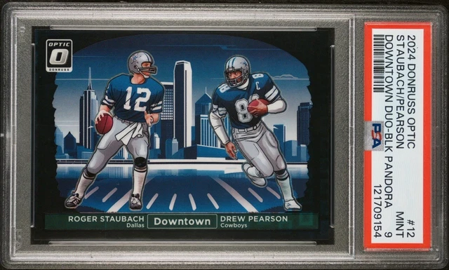 2024 Panini Optic Downtown Duos Roger Staubach, Drew Pearson Black Pandora 1/25