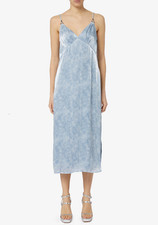 NWT Michael Kors Womens Tonal-Print Slit Slip Chambray Size L