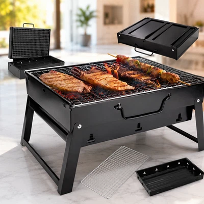 Barbecue Charbon Portable Pliable 35x27 cm Camping Jardin Terrasse Picnic - Photo 1/4