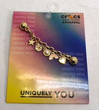 Crocs Jibbitz Shoe Charms Friendship Bracelet Chain Metal Gold Heart Rainbow