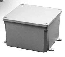 PVC Junction Box 4x4x4in Gray Weatherproof Outdoor Indoor Gasketed Lid UL Listed