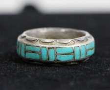 Vintage - Zuni - Sterling Silver - Turquoise - Ring - Size 6 1/4"
